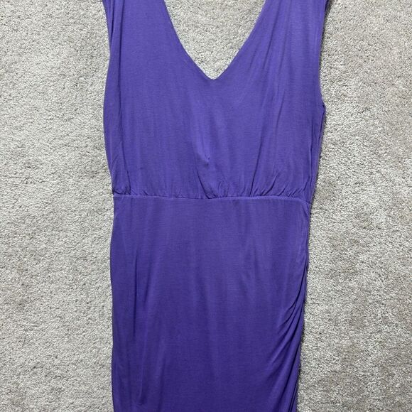 Alice + Olivia Sheath Dress Purple V Neck Women's Large Draped Zipper Back Rayon - Picture 5 of 12